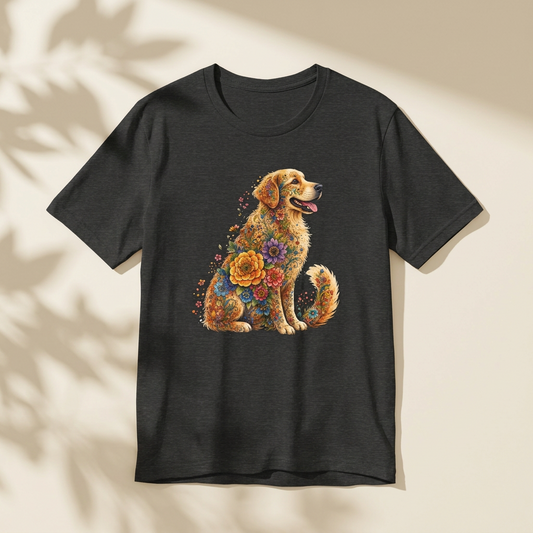 Golden Retriever Shirt for Women, Floral Dog Mom Tee, Golden Retriever Gift