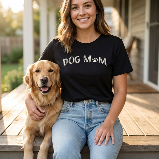 Dog Mom Shirt – Hand-Drawn Paw Print Tee for Dog Lovers