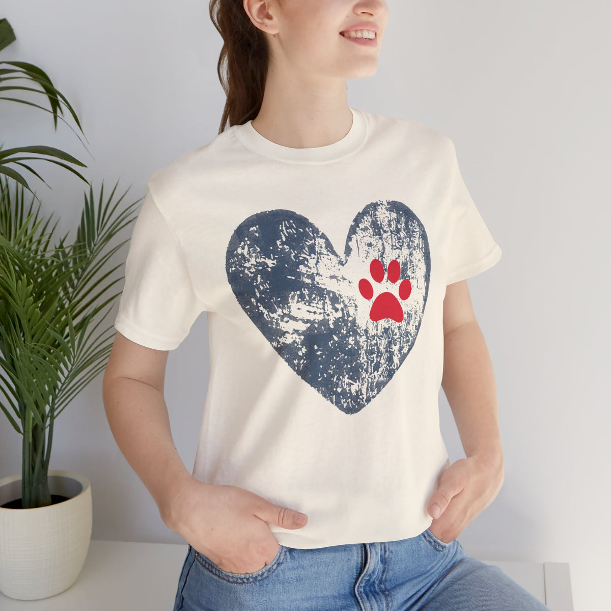 Paw Print Heart T-Shirt - Dog Mom Tee for Pet Lovers