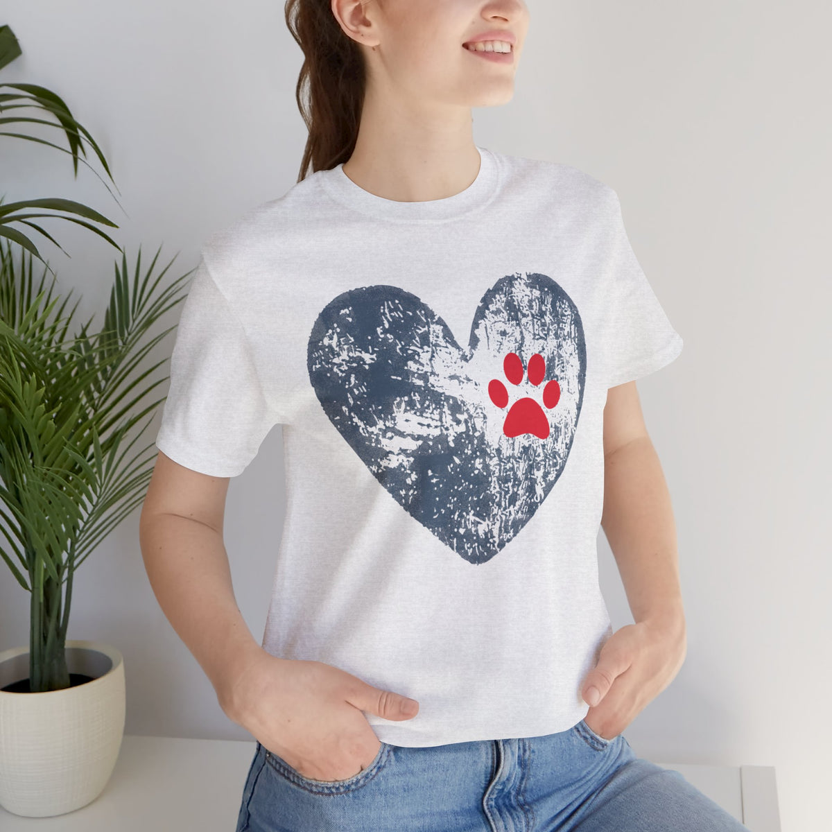 Paw Print Heart T-Shirt - Dog Mom Tee for Pet Lovers