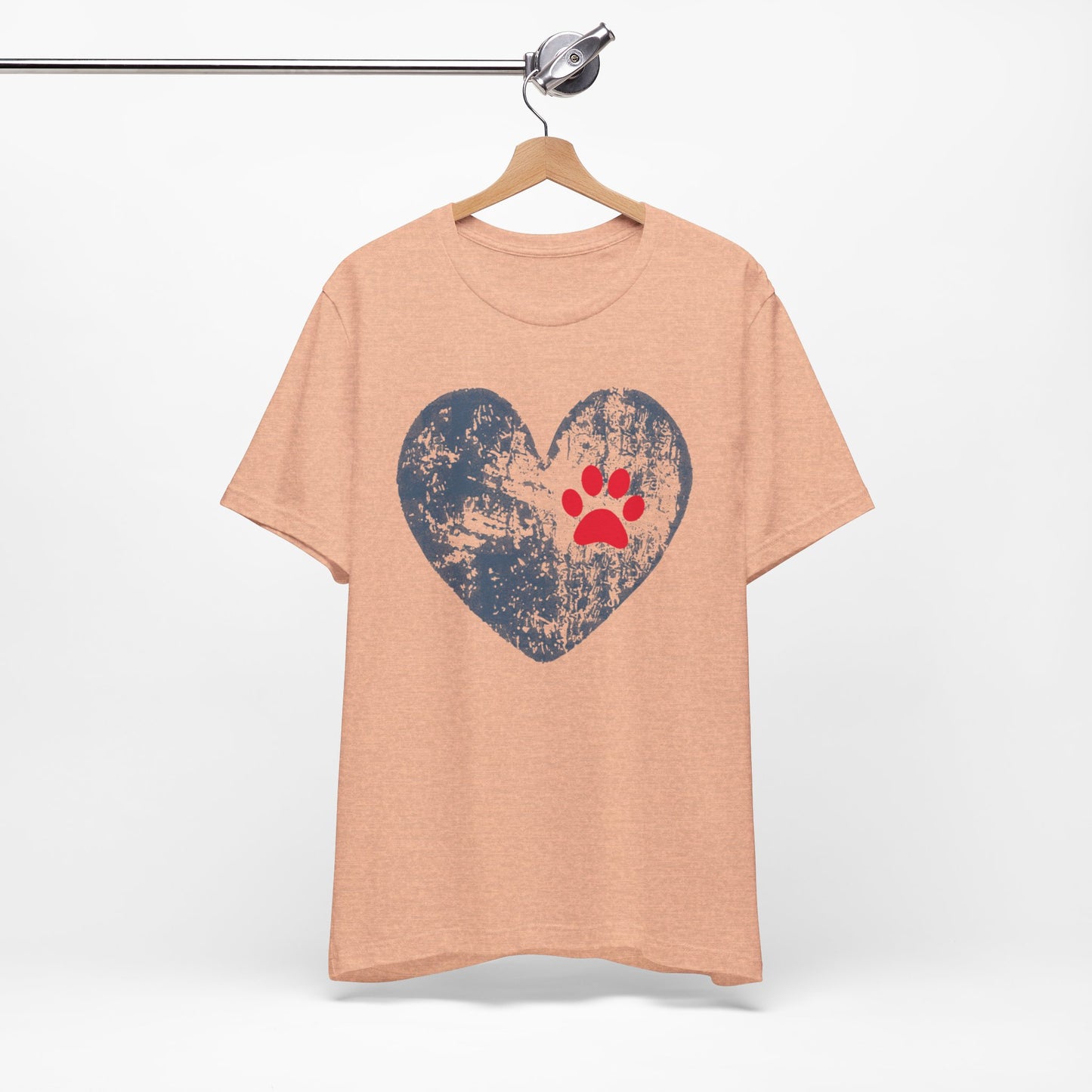 Paw Print Heart T-Shirt - Distressed Dog Mom Tee for Pet Lovers