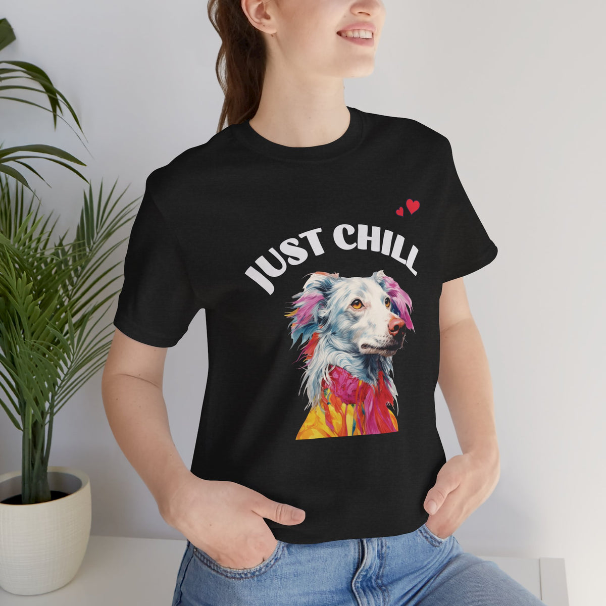 Just Chill Dog T-Shirt | Colorful Pop Art Dog Lover Tee, Unisex Soft Cotton