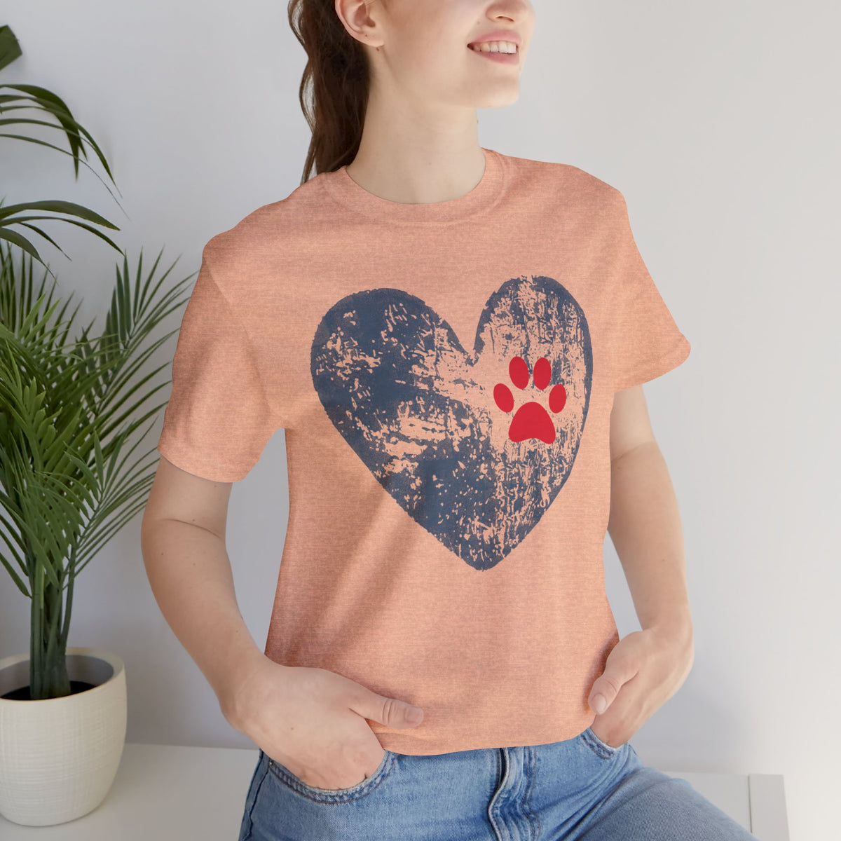 Paw Print Heart T-Shirt - Dog Mom Tee for Pet Lovers