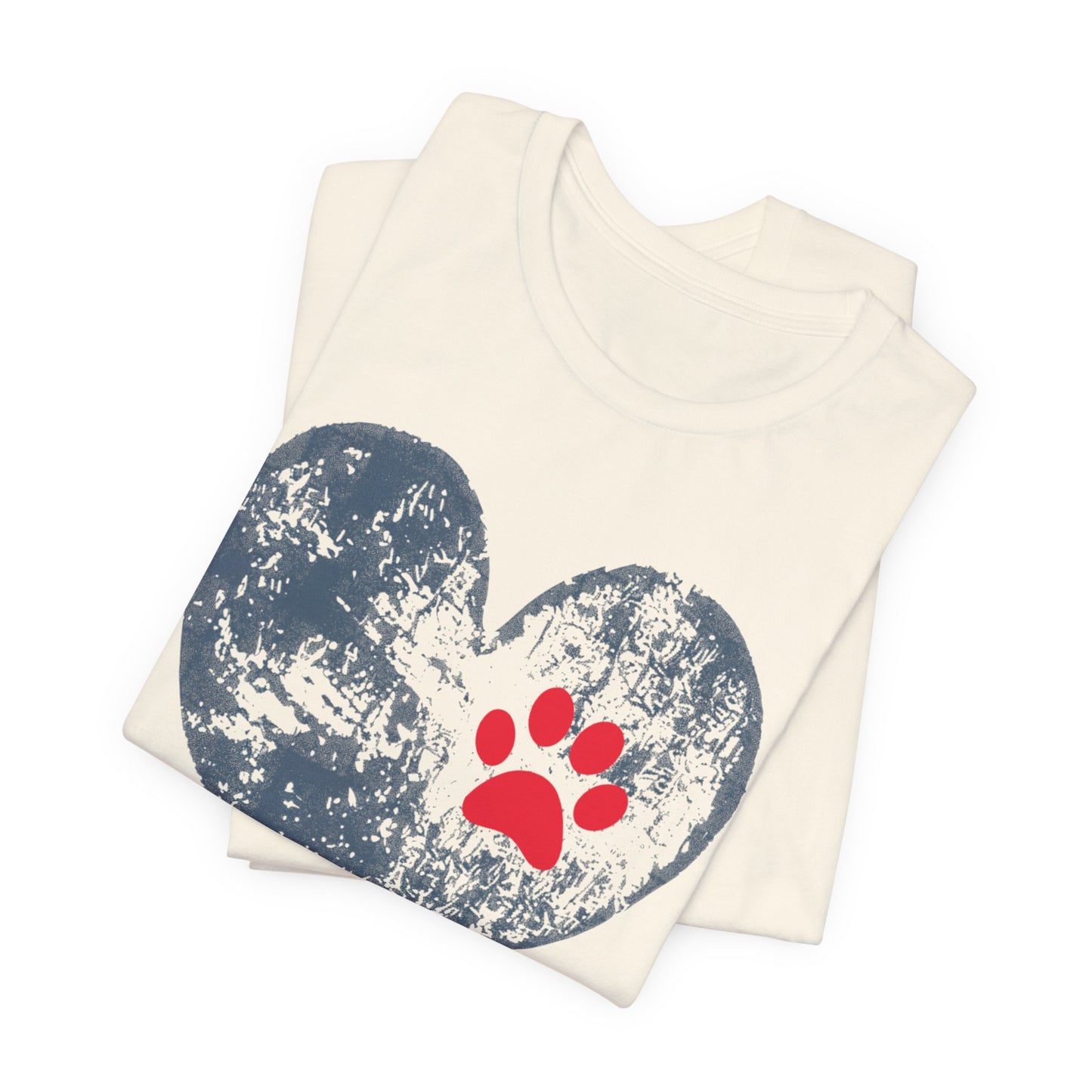 Paw Print Heart T-Shirt - Distressed Dog Mom Tee for Pet Lovers