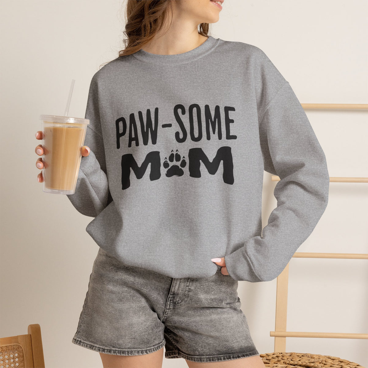 Paw-some Mom Sweatshirt – Cute Dog Paw Graphic Pullover Gift for Pet Moms