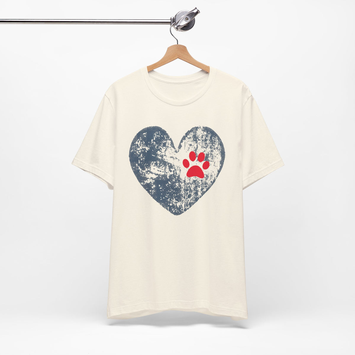 Paw Print Heart T-Shirt - Distressed Dog Mom Tee for Pet Lovers