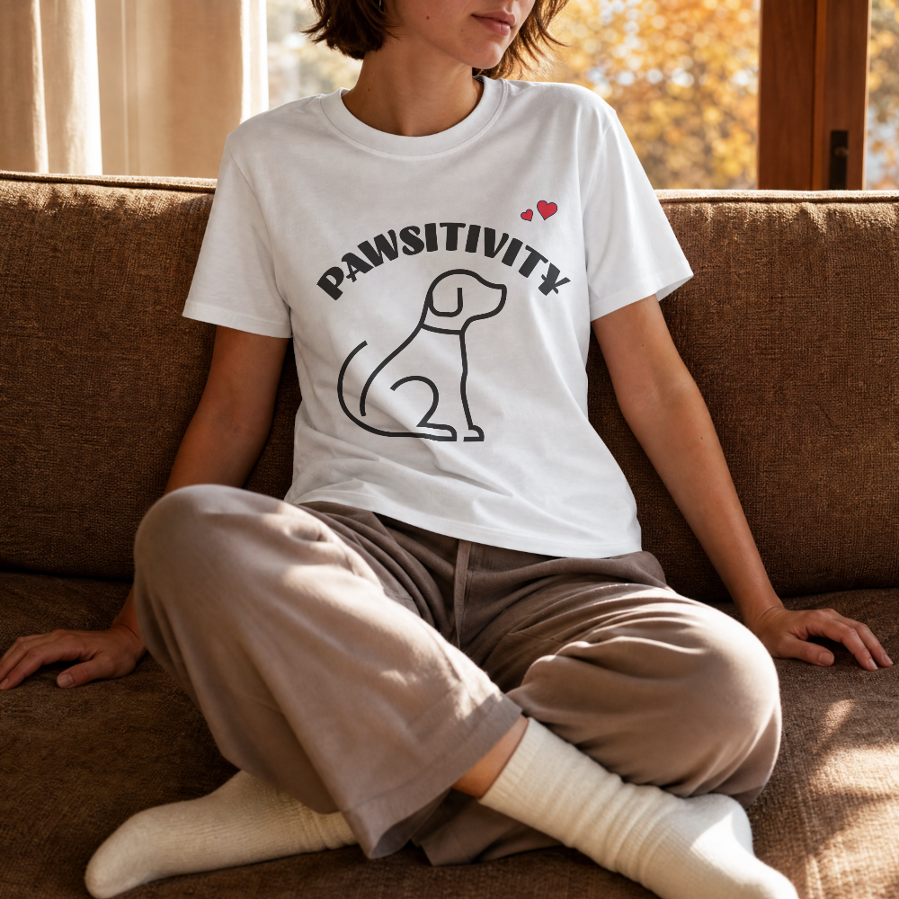 Pawsitivity Dog Mom Shirt | Minimalist Line Art Dog Tee