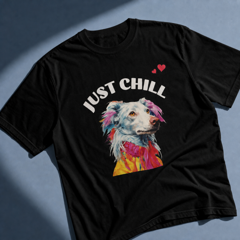 Just Chill Dog T-Shirt | Colorful Pop Art Dog Lover Tee, Unisex Soft Cotton