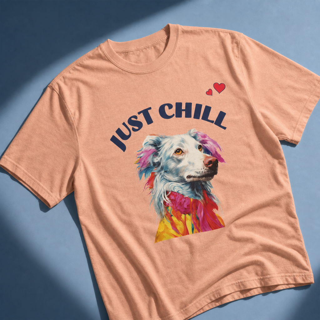 Just Chill Dog T-Shirt | Colorful Pop Art Dog Lover Tee, Unisex Soft Cotton