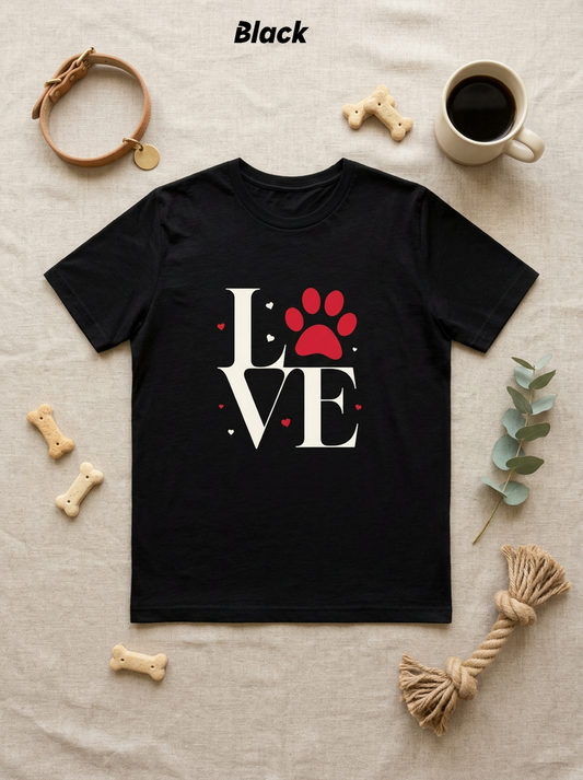 LOVE Paw Print Shirt — Dog Mom T-Shirt, Pet Lover Gift Tee