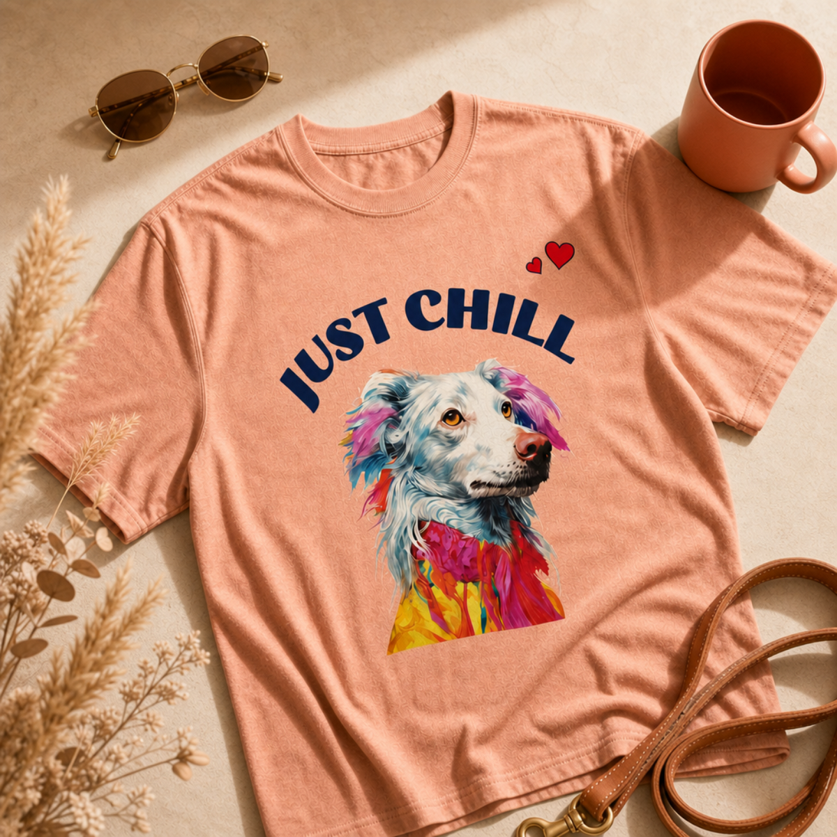 Just Chill Dog T-Shirt | Colorful Pop Art Dog Lover Tee, Unisex Soft Cotton