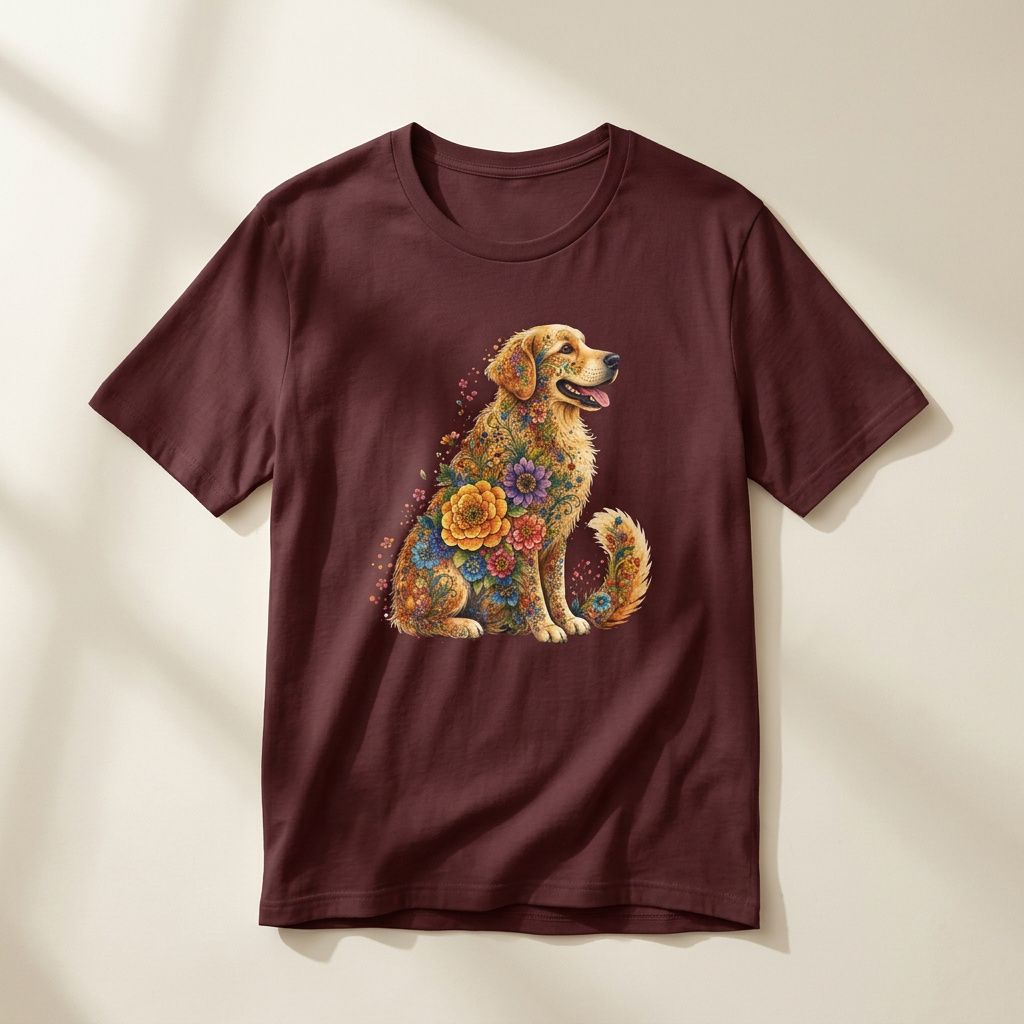 Golden Retriever Shirt for Women, Floral Dog Mom Tee, Golden Retriever Gift