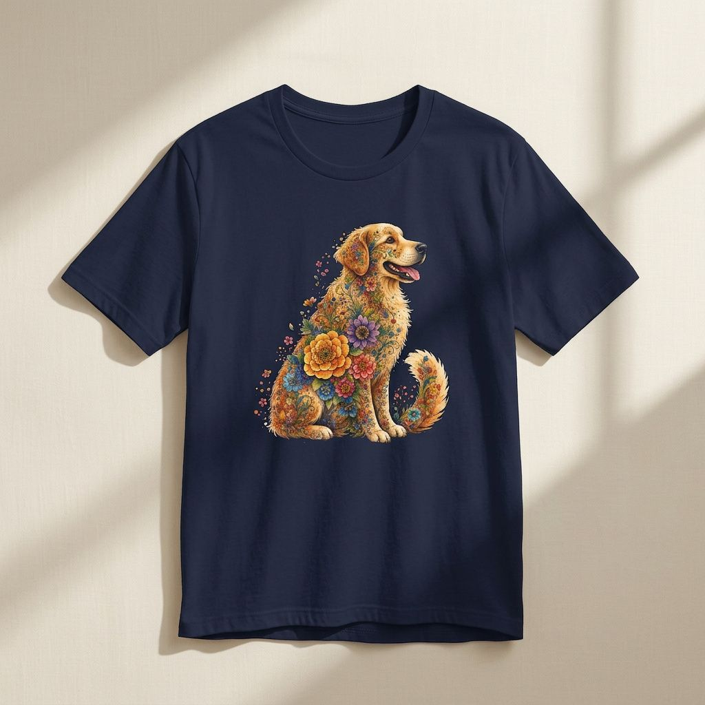 Golden Retriever Shirt for Women, Floral Dog Mom Tee, Golden Retriever Gift