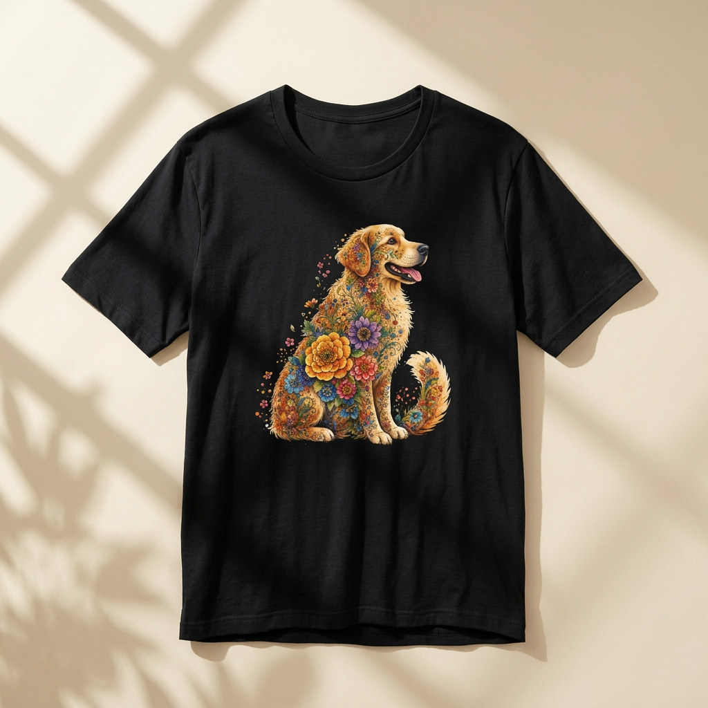 Golden Retriever Shirt for Women, Floral Dog Mom Tee, Golden Retriever Gift