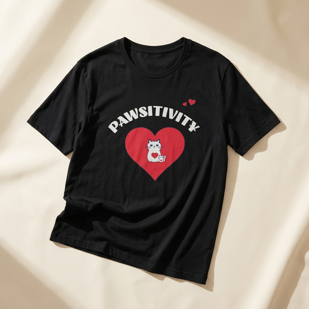 Pawsitivity Cat Mom Shirt – Cute Mama Cat & Kitten Heart Tee