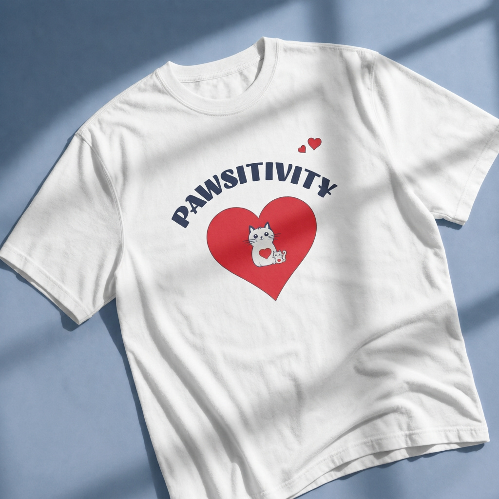 Pawsitivity Cat Mom Shirt – Cute Mama Cat & Kitten Heart Tee