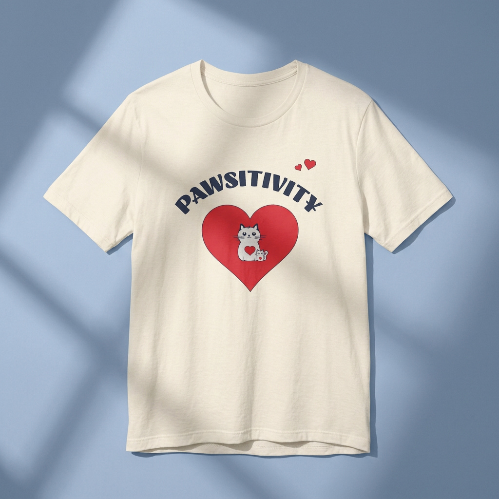 Pawsitivity Cat Mom Shirt – Cute Mama Cat & Kitten Heart Tee