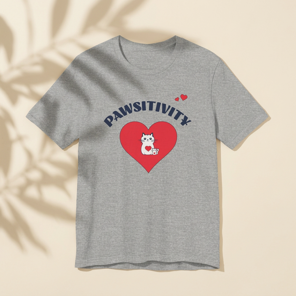 Pawsitivity Cat Mom Shirt – Cute Mama Cat & Kitten Heart Tee