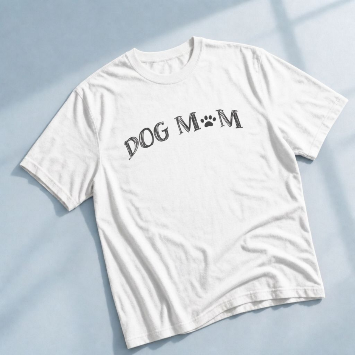 Dog Mom Shirt – Hand-Drawn Paw Print Tee for Dog Lovers