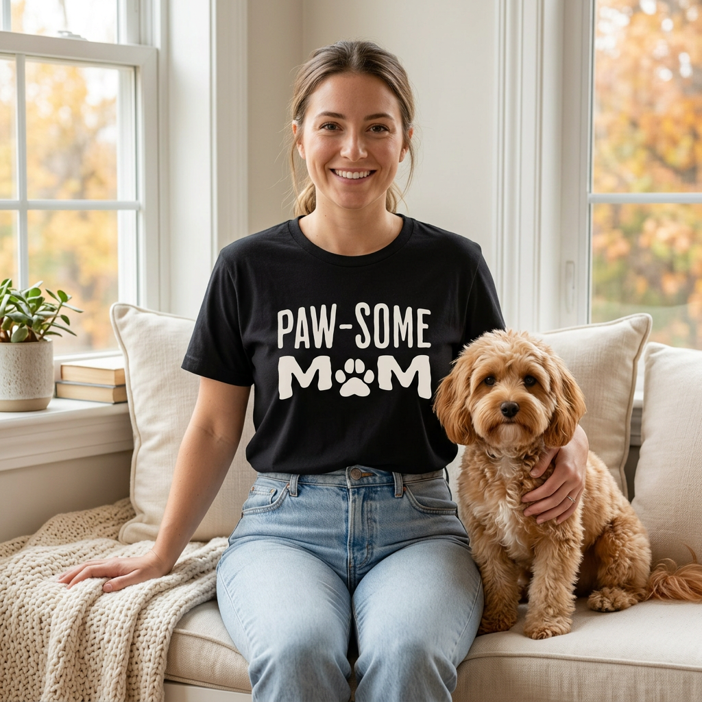 Pawsome Dog Mom Shirt – Funny Paw Print Tee for Dog Lovers
