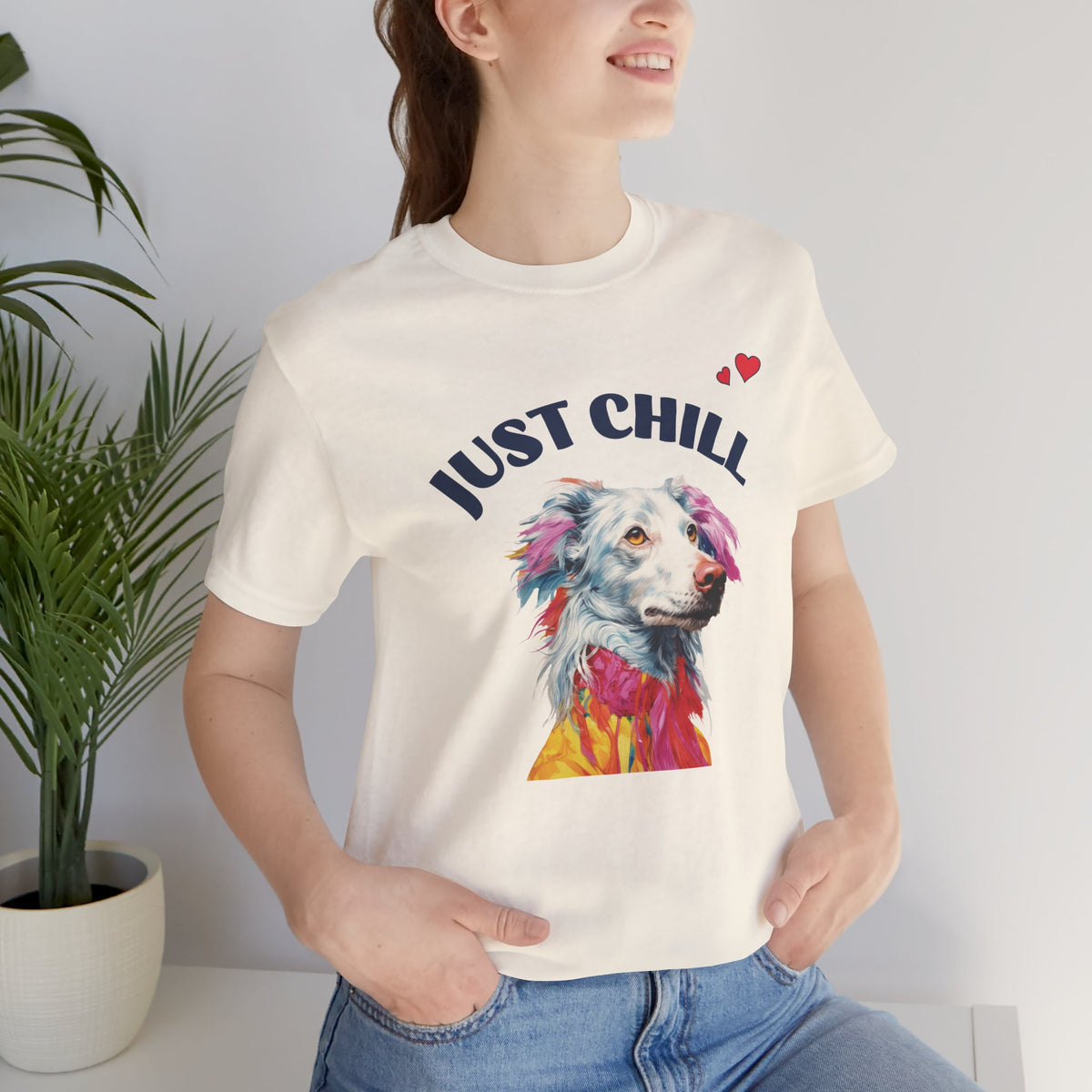 Just Chill Dog T-Shirt | Colorful Pop Art Dog Lover Tee, Unisex Soft Cotton