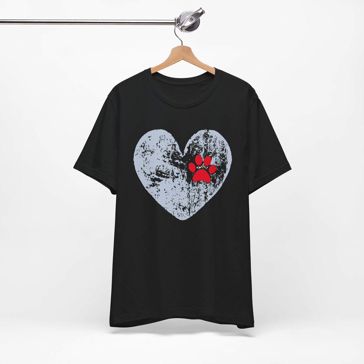 Paw Print Heart T-Shirt - Distressed Dog Mom Tee for Pet Lovers