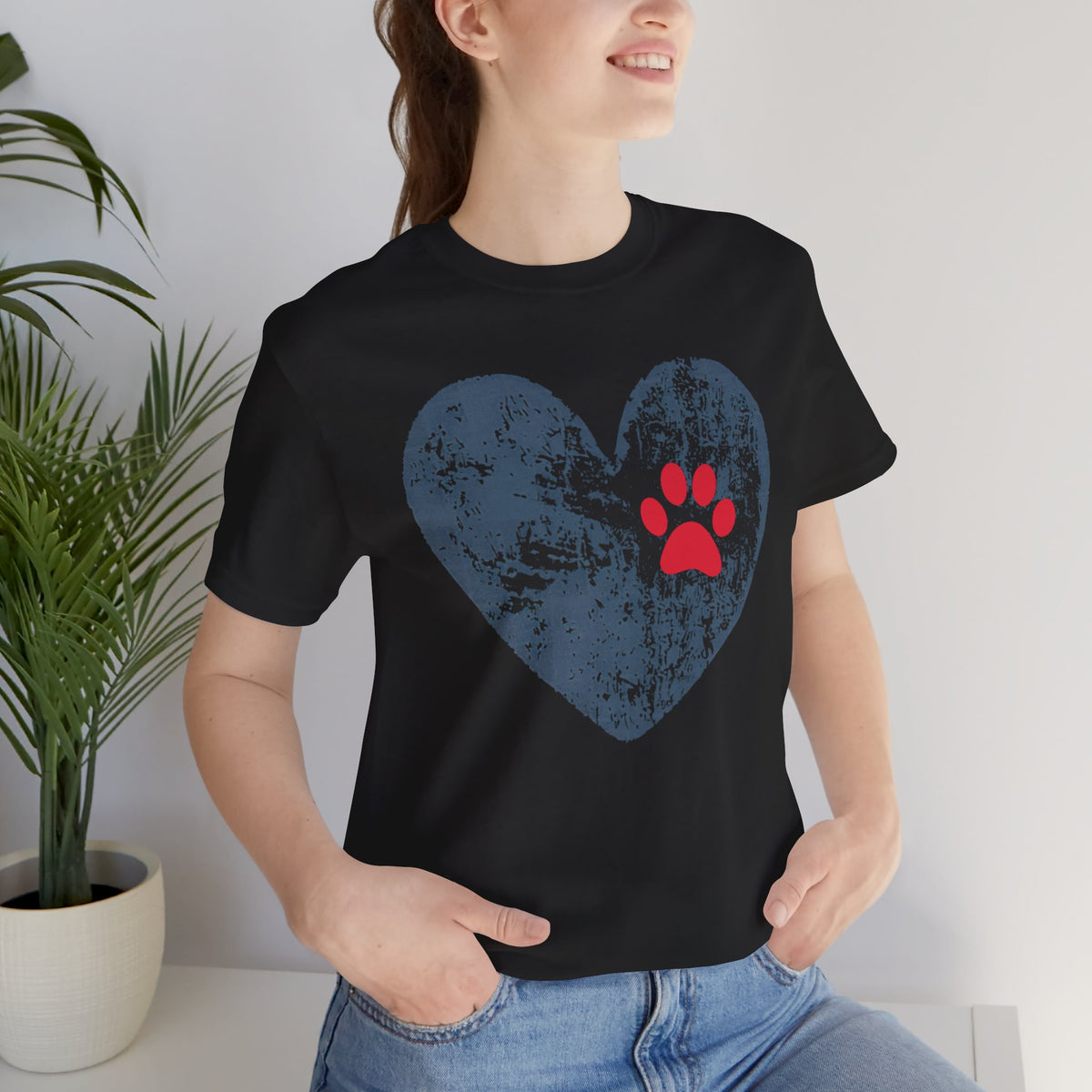Paw Print Heart T-Shirt - Dog Mom Tee for Pet Lovers